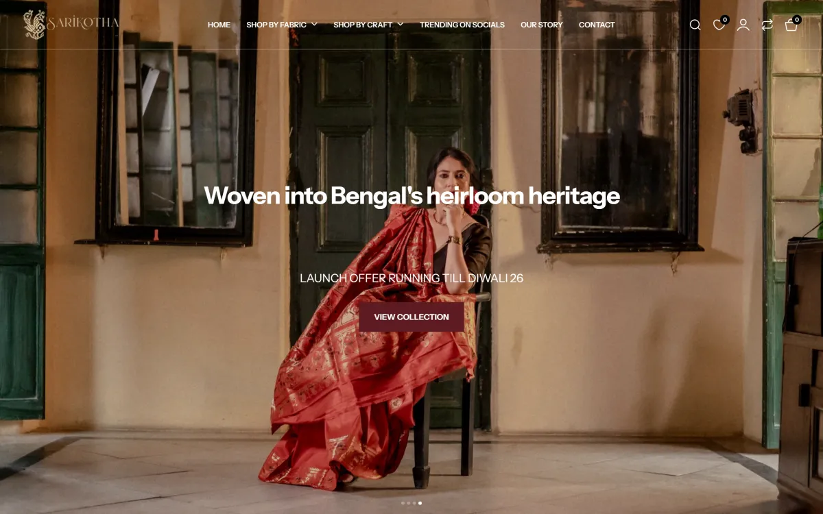 The SariKotha online store homepage at sarikotha.com